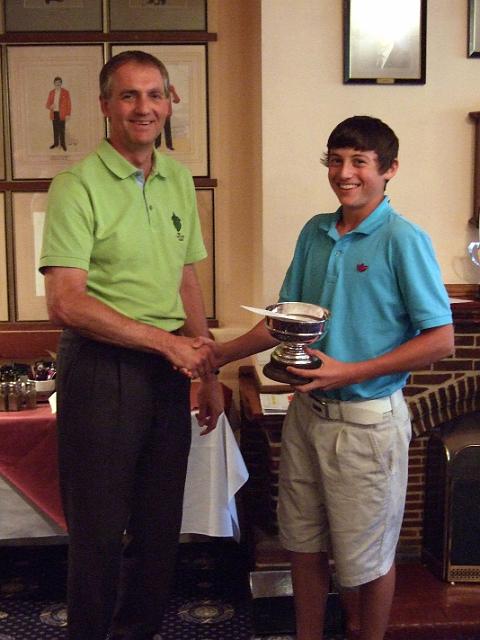 Club Pictures 069.jpg - Jamie Debrou receiving the Junior Club Championship Trophy on Saturday 18th July (gross 72).